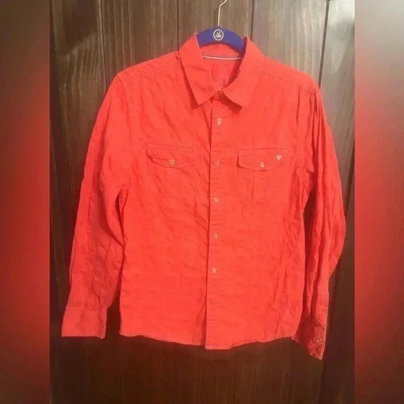 Men’s Guess Long Sleeve Metal Button Down. Size: Small - Picture 1 of 9